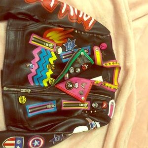 Leather patch jacket